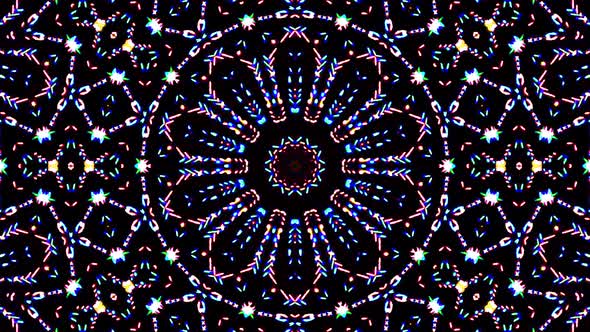 colorful lines glowing waves flower shape background kaleidoscope abstract