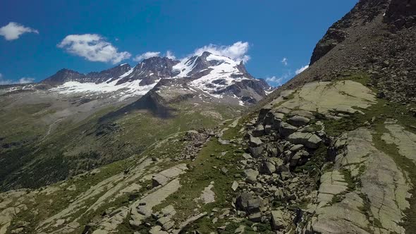 Flying Over the Alpine Mountains