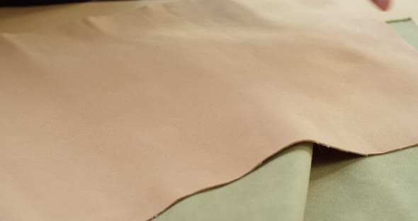 Beige and Light Green Fabric Closeup