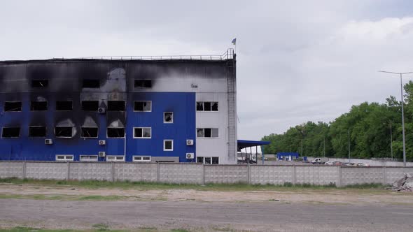 War in Ukraine  Destroyed Warehouse in Bucha