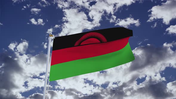 Malawi Flag With Sky 4k