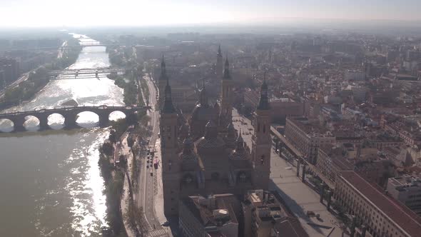 Aerial view of the Basilica and Ebro River