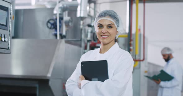 Portrait Smiling Large Woman Engineer Very