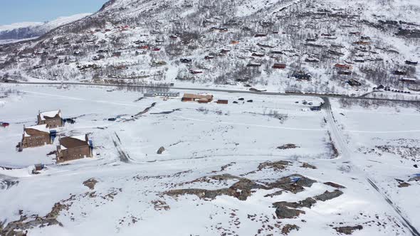 Area for vacation homes at Hardangervidda - Maurset aerial during spring