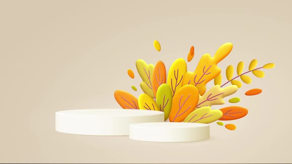 Simple Podium with Autum Leaf