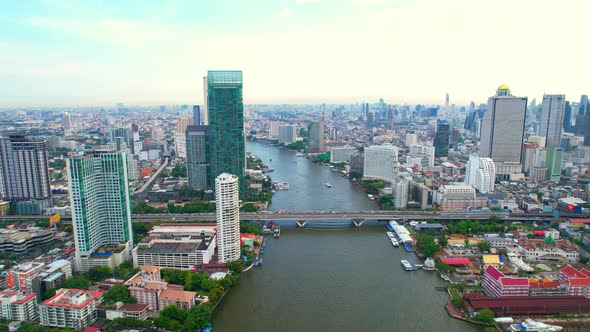 4K : Aerial drone footage of Bangkok skyline