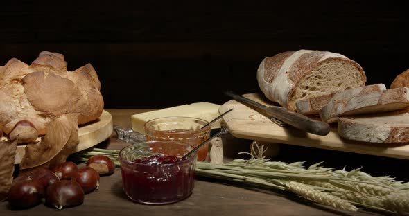 Assortment of baked loaves of breads