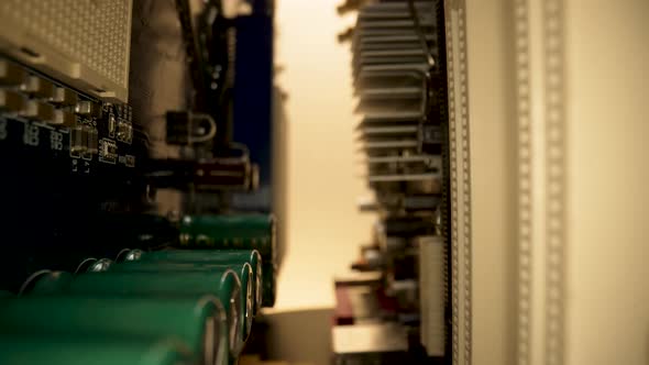 View From the Inside of Computer System Unit with Motherboard Chip