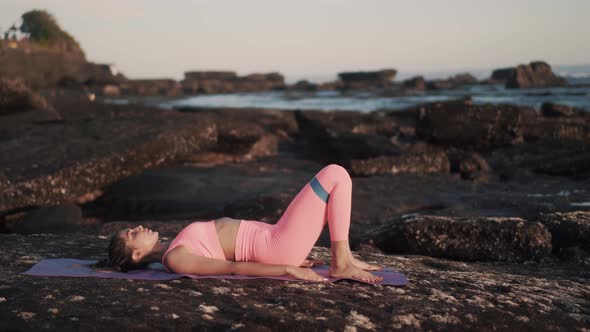 Sporty Woman's Workout at the Seashore