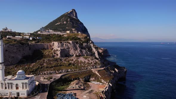 King Fahad bin Abdulaziz Al-Saud Mosque At The Europa Point With The Rock Mountain Background In Gib