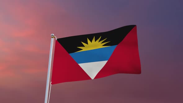 Flag Of Antigua And Barbuda Waving