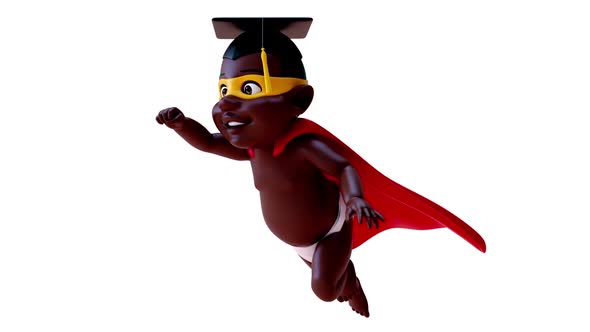 Fun 3D cartoon of an african super baby alt