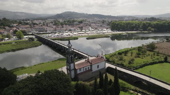 Church of Santo Antonio da Torre Velha on the bank of Lima river; Portugal