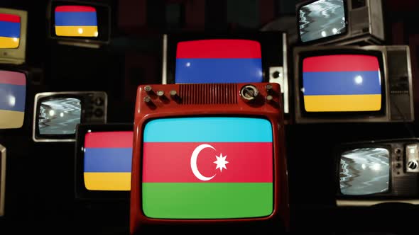 Flag of Azerbaijan, Many Flags of Armenia and Retro TVs.