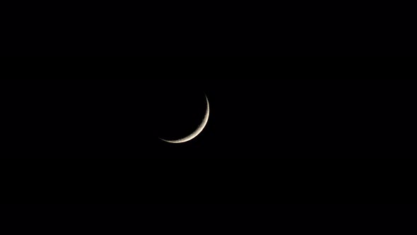 Waxing Crescent Moon At Night. - static