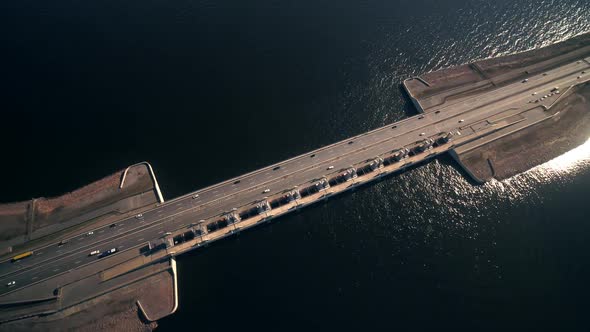 A Highway in Russia Passing on the Dam