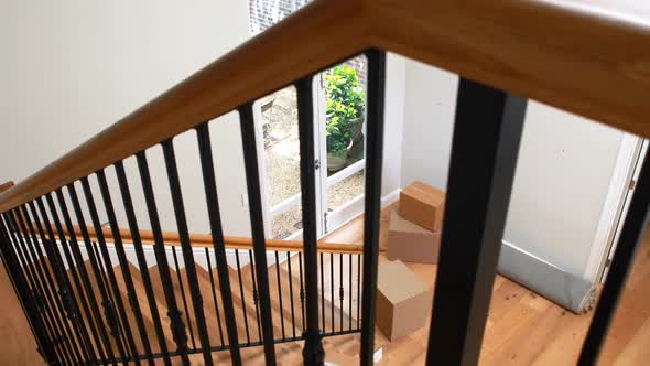 Interior of home with wooden floor and staircase