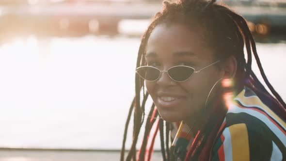 Closeup Shot of Smiling African American Woman Looking at Camera