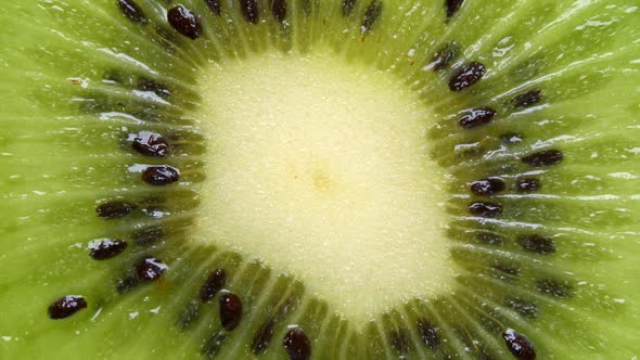 Extreme Close-Up of Kiwi Cut