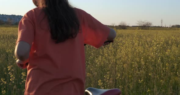 Walk in Flowers with a Bike