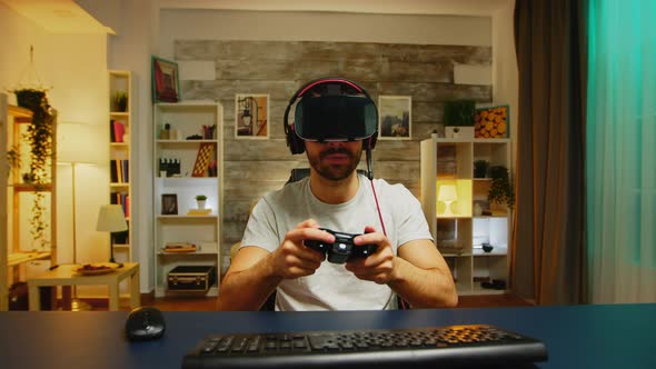 Happy Young Man After His Victory While Playing Video Games