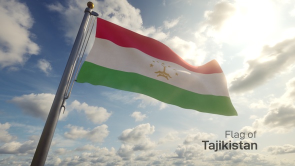 Tajikistan Flag on a Flagpole