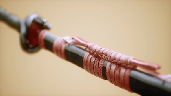 Asian Katana with Ornament Sward on Bright Background