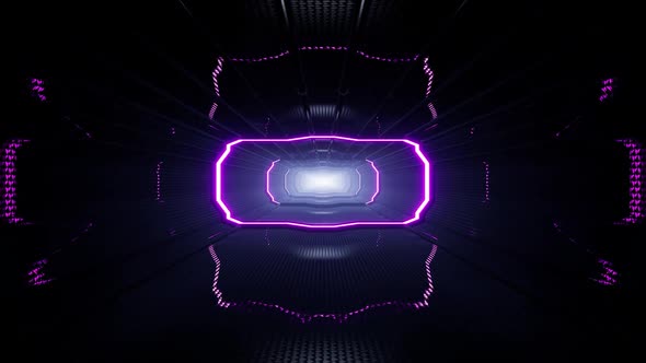 Purple Light Space Corridor Tunnel