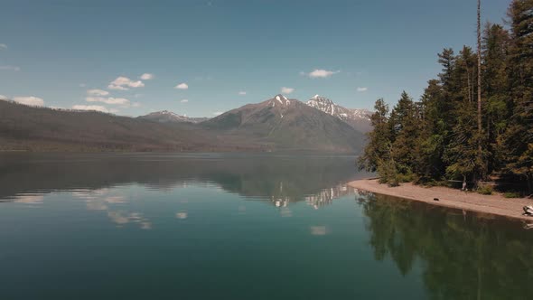 cinematic Lake Mcdonald, national forest and mountains