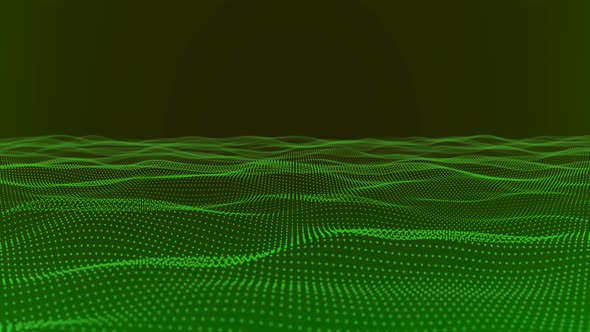 Green Color Digital Particle Wave Animation