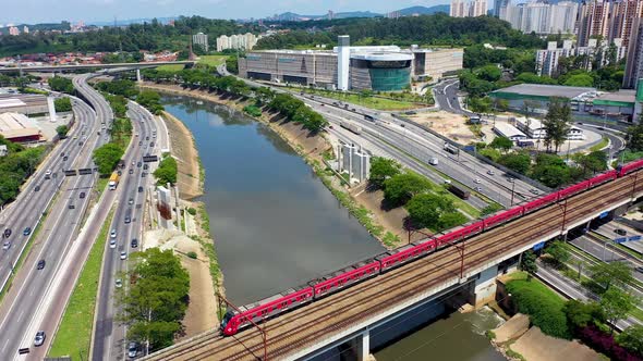 Famous highway road at downtown Sao Paulo Brazil. Motion city.