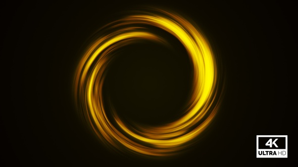 Abstract Yellow Neon Twirl Background Luminous Glowing Circles Looped V7