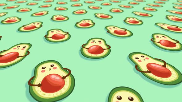 Gif Animated Avocado Motion Design Pattern