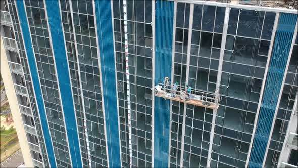 Aerial view of High Rise Window Cleaning