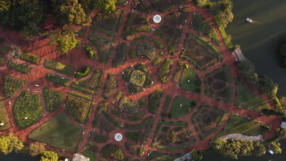 aerial view of the rosedal in palermo in buenos aires is a park with sprawling rose gardens plus sta