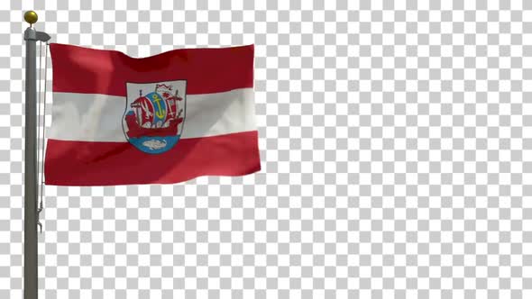 Bremerhaven City Flag (Germany) on Flagpole with Alpha Channel - 4K