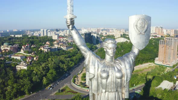 Aerial View of the Mother Motherland Monument in Kiev