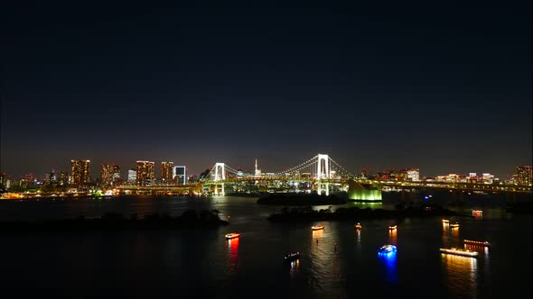 Beautiful Rainbow bridge in Tokyo city in Japan