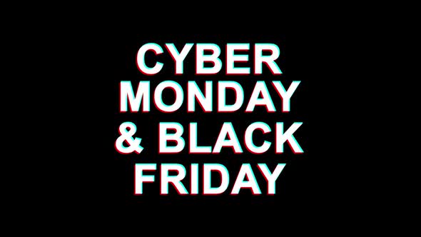 Cyber Monday and black friday Glitch Effect Text Digital TV Distortion 