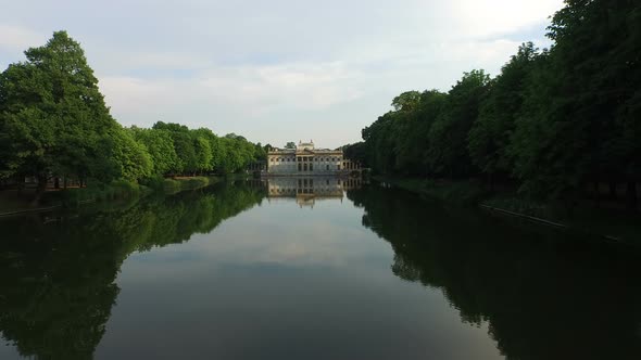 Aerial view at the Palace on the Isle in Warsaw