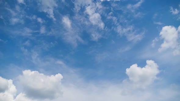 Clouds Move Smoothly in the Blue Sky. Timelapse