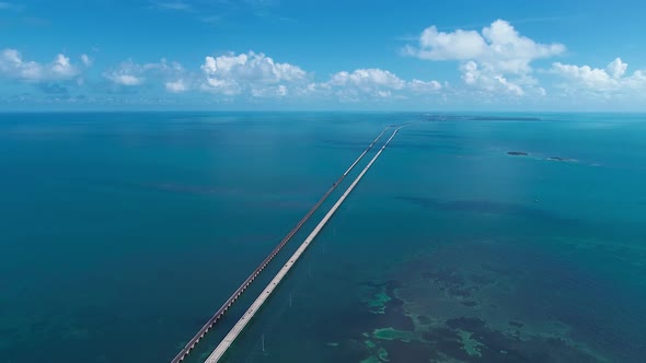 7 mile bridge landmark way to Key West, Florida Keys, United States.
