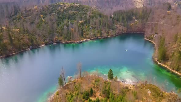 Beautiful small Lake in the Mountains Drone Video