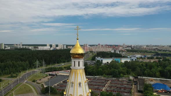 View From the Height of the Temple of "All Saints" in Minsk a Large Church in the City of Minsk