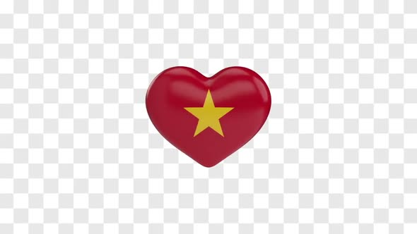 Vietnam Flag on a Rotating 3D Heart