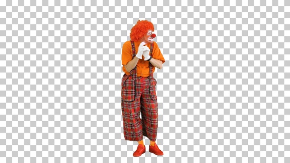 Funny clown having some hard thinking, Alpha Channel