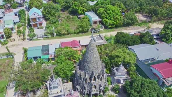 Drone Removes From Ancient Buddhist Temple Among City
