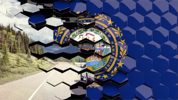 New Hampshire Flag Hexagon Transition - 4K Resolution