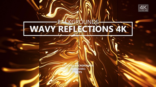 Gold Wavy Reflections Abstract Backgrounds