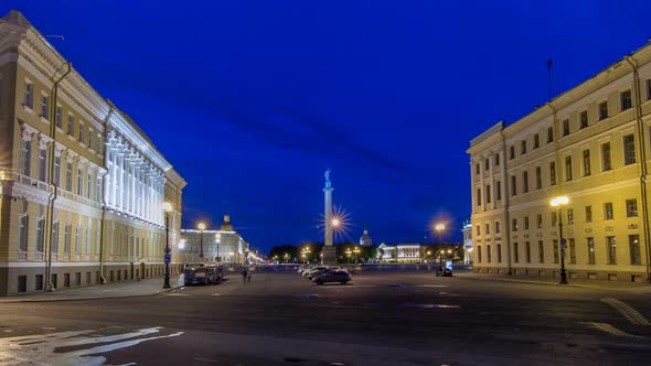 Palace Square and Alexander Column Timelapse Hyperlapse in St